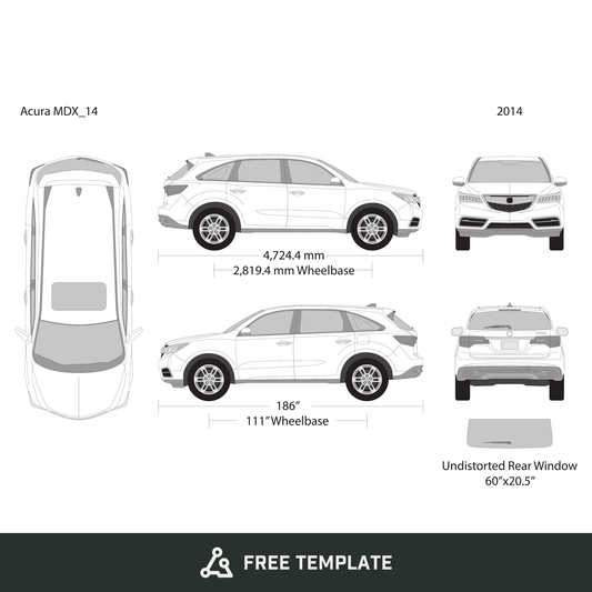 2014 Acura MDX free vector vehicle wrap template - GravBase