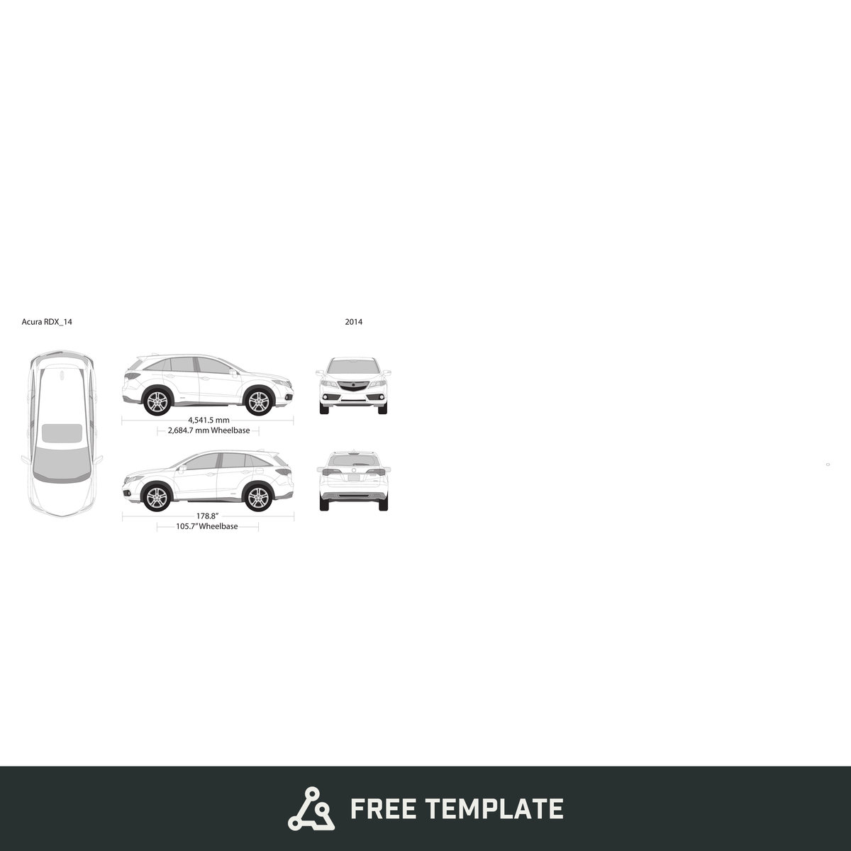 2014 Acura RDX free vector vehicle wrap template - GravBase