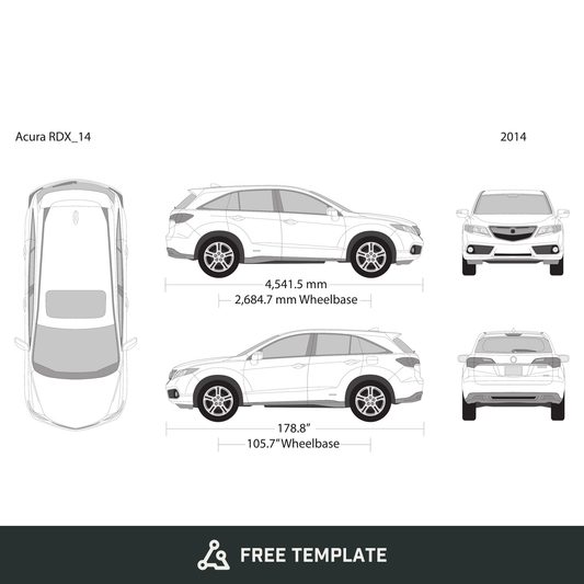2014 Acura RDX free vector vehicle wrap template - GravBase