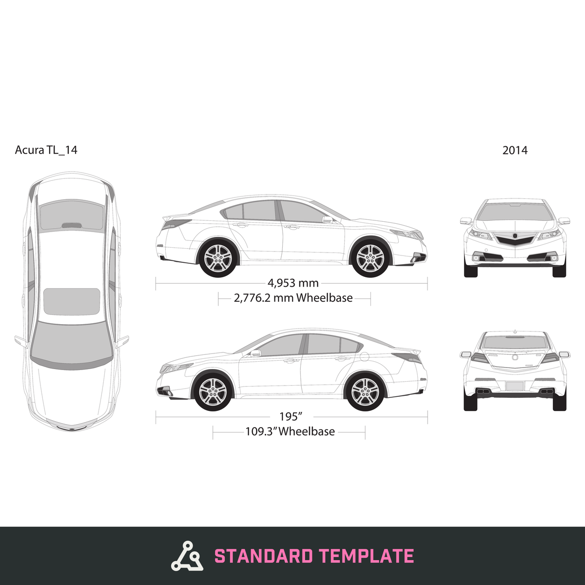2014 Acura TL vector wrap template, Design-Ready PDF - GravBase