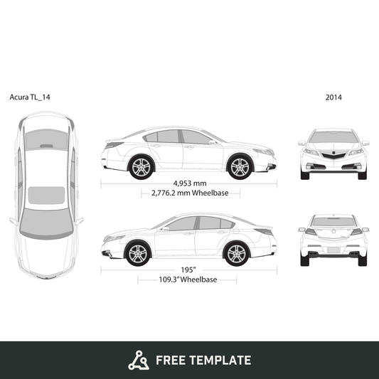 2014 Acura TL free vector vehicle wrap template - GravBase