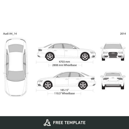2014 Audi A4 free vector vehicle wrap template - GravBase