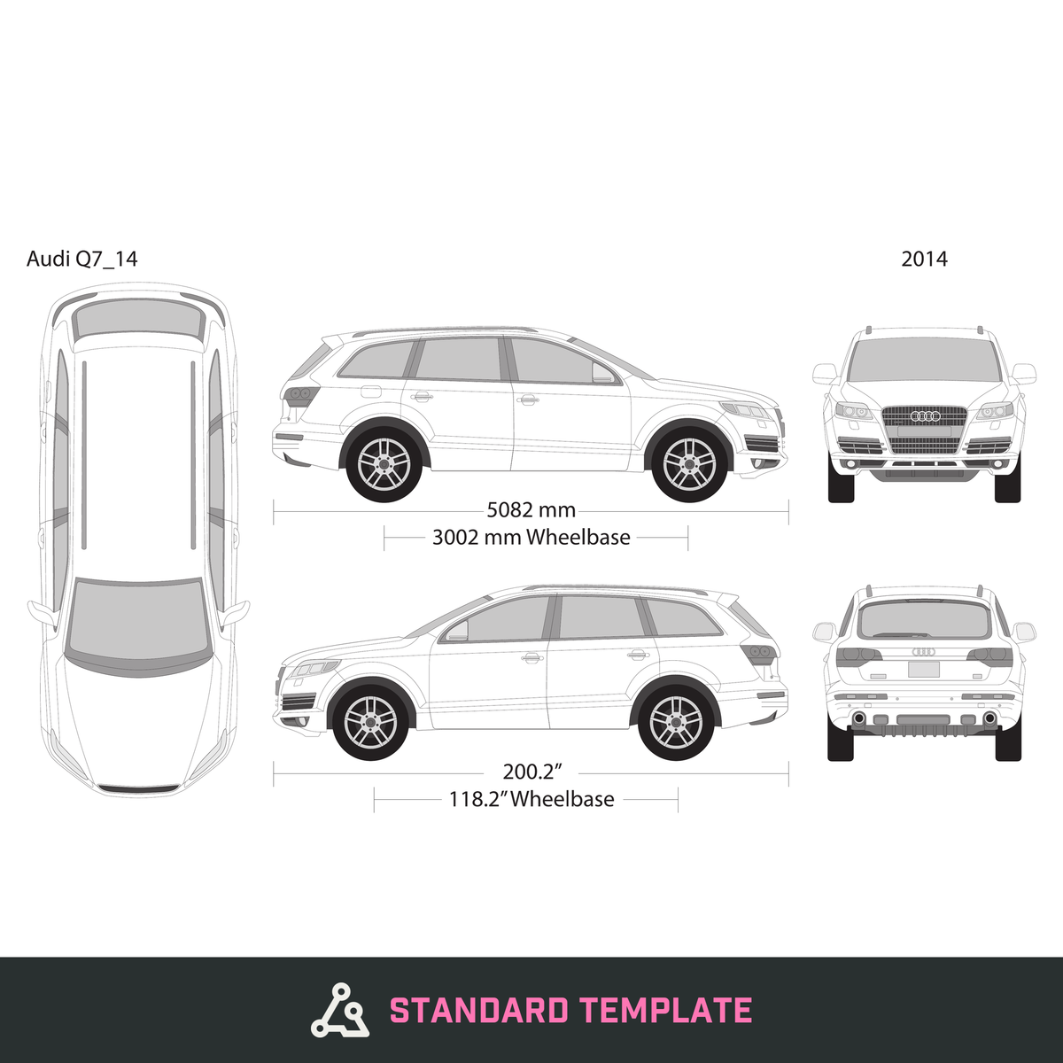 2014 Audi Q7 vector wrap template, Design-Ready PDF - GravBase