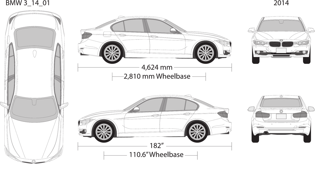 2014 BMW 3 vector wrap template, Design-Ready PDF - GravBase