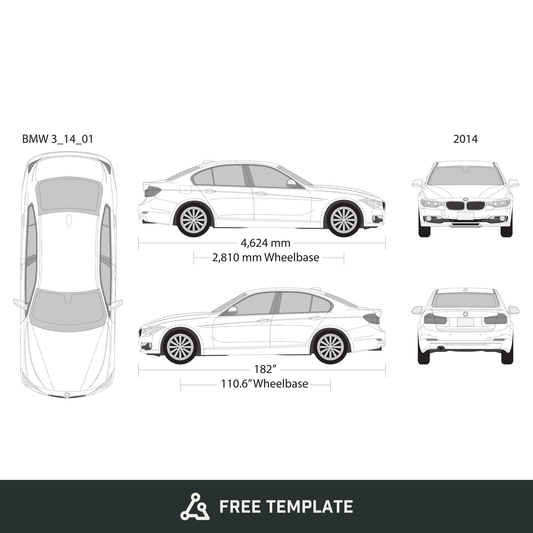2014 BMW 3 free vector vehicle wrap template - GravBase