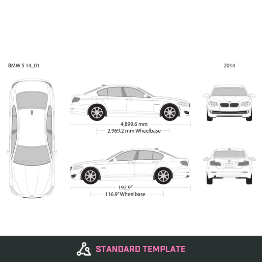2014 BMW 5 vector wrap template, Design-Ready PDF - GravBase