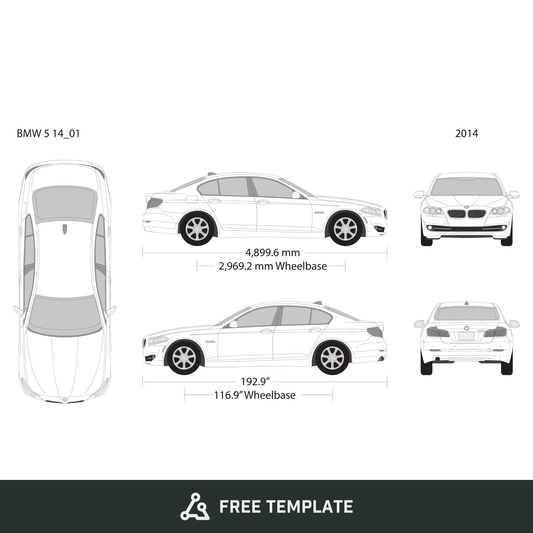2014 BMW 5 free vector vehicle wrap template - GravBase
