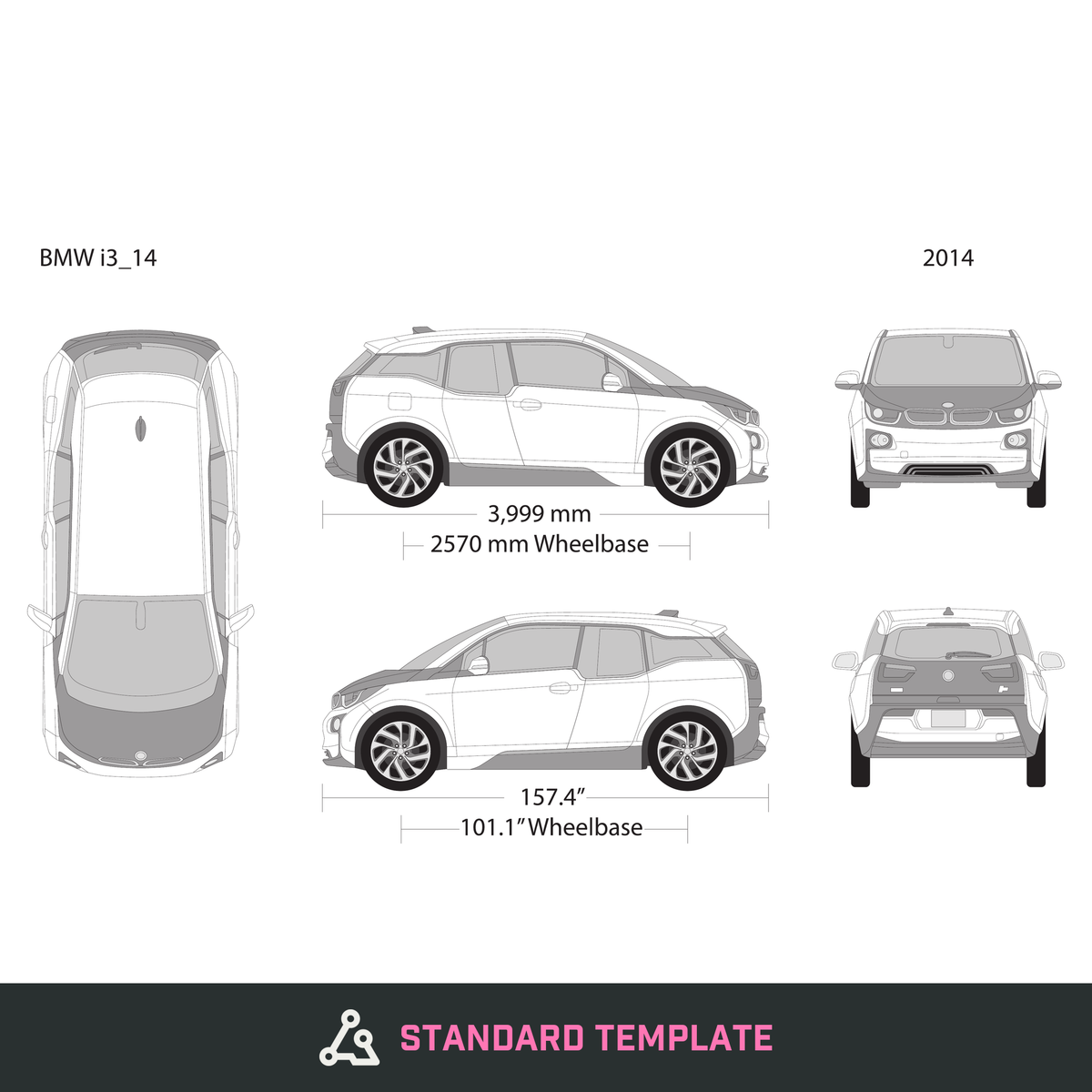 2014 BMW I3 vector wrap template, Design-Ready PDF - GravBase