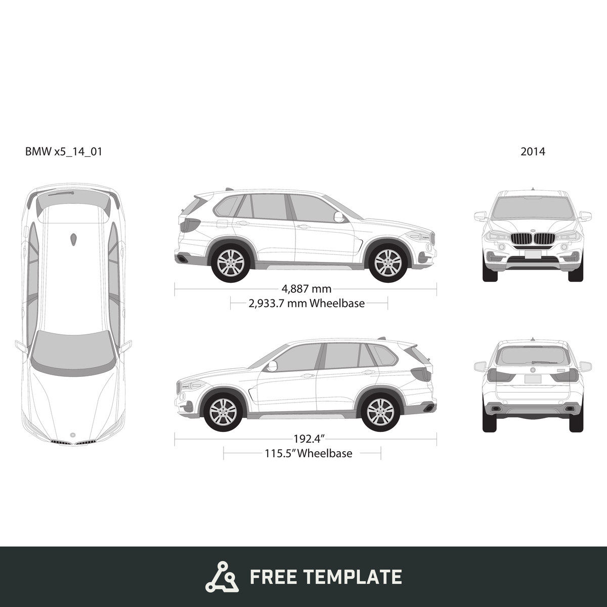 2014 BMW X5 free vector vehicle wrap template - GravBase