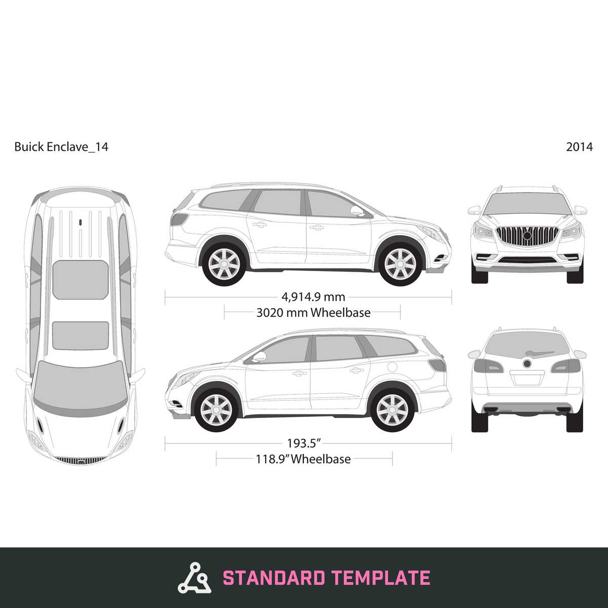 2014 Buick Enclave vector wrap template, Design-Ready PDF - GravBase