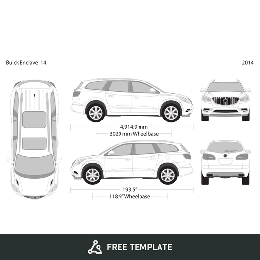 2014 Buick Enclave free vector vehicle wrap template - GravBase