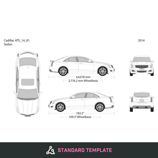 2014 Cadillac ATS vector wrap template, Design-Ready PDF - GravBase