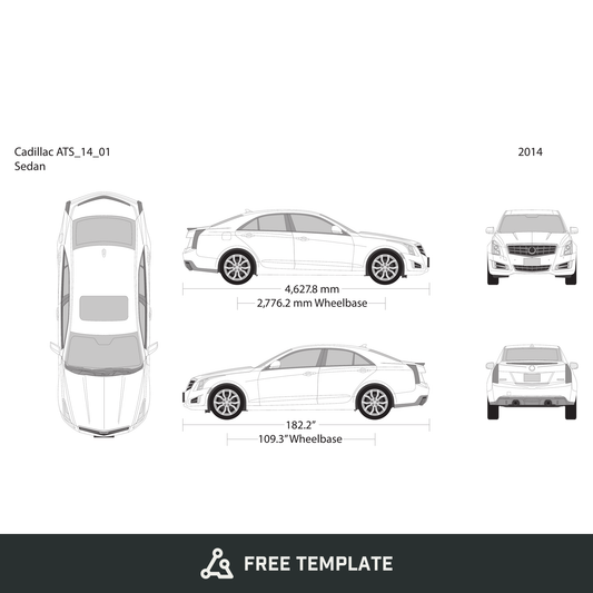 2014 Cadillac ATS free vector vehicle wrap template - GravBase