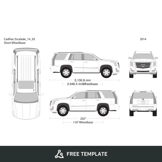2014 Cadillac Escalade free vector vehicle wrap template - GravBase