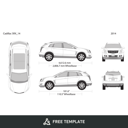 2014 Cadillac SRX free vector vehicle wrap template - GravBase
