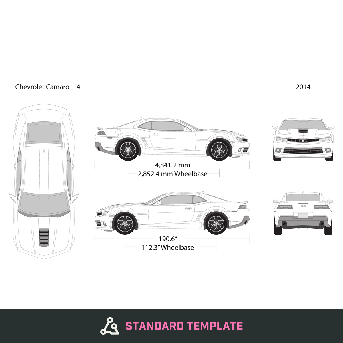 2014 Chevy Camaro vector wrap template, Design-Ready PDF - GravBase