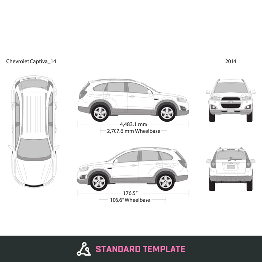 2014 Chevy Captiva vector wrap template, Design-Ready PDF - GravBase