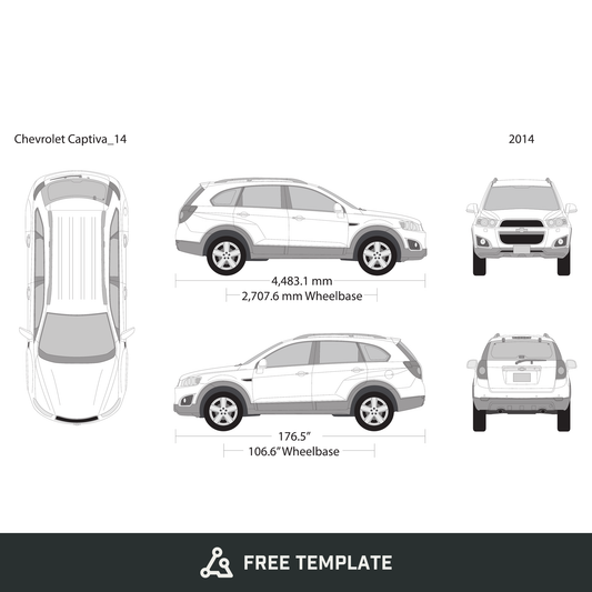 2014 Chevy Captiva free vector vehicle wrap template - GravBase