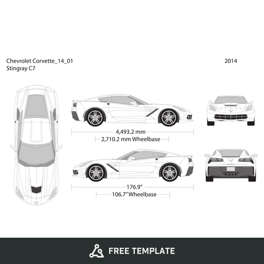 2014 Chevy Corvette free vector vehicle wrap template - GravBase