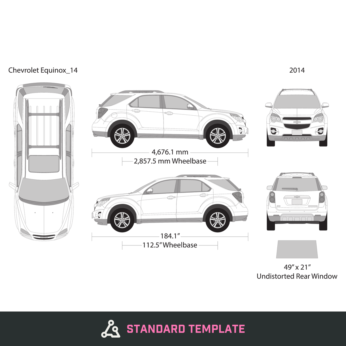 2014 Chevy Equinox vector wrap template, Design-Ready PDF - GravBase
