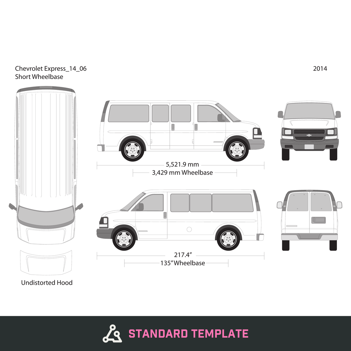 2014 Chevy Express vector wrap template V06, Design-Ready PDF - GravBase