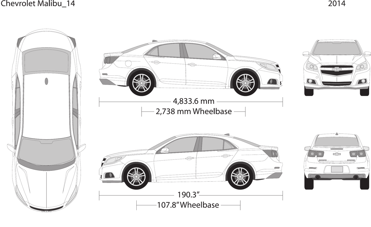 2014 Chevy Malibu vector wrap template, Design-Ready PDF - GravBase
