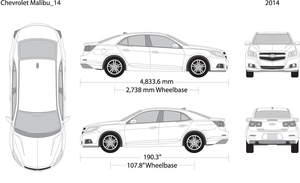 2014 Chevy Malibu V14 Vehicle Wrap Template