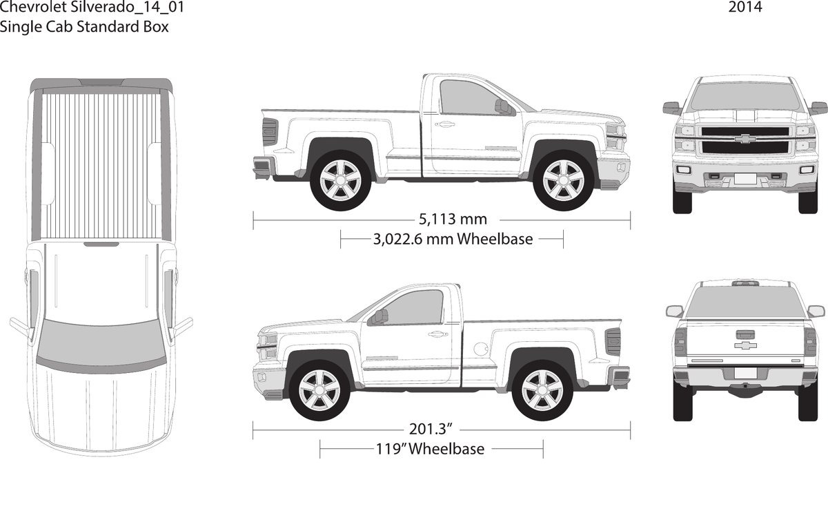 2014 Chevy Silverado 1500 vector wrap template V01, Design-Ready PDF - GravBase