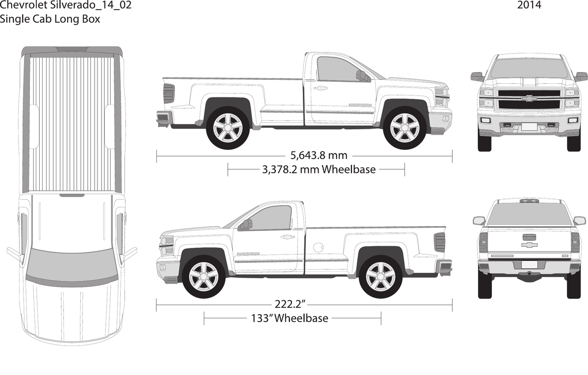 2014 Chevy Silverado 1500 Vector Wrap Template - GravBase