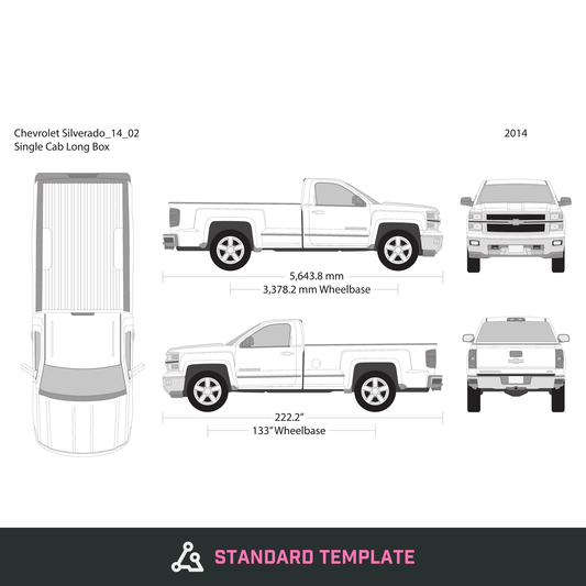2014 Chevy Silverado 1500 vector wrap template V02, Design-Ready PDF - GravBase