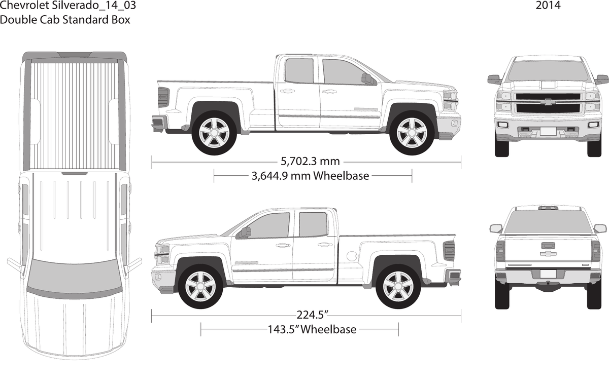 2014 Chevy Silverado 1500 vector wrap template V03, Design-Ready PDF - GravBase