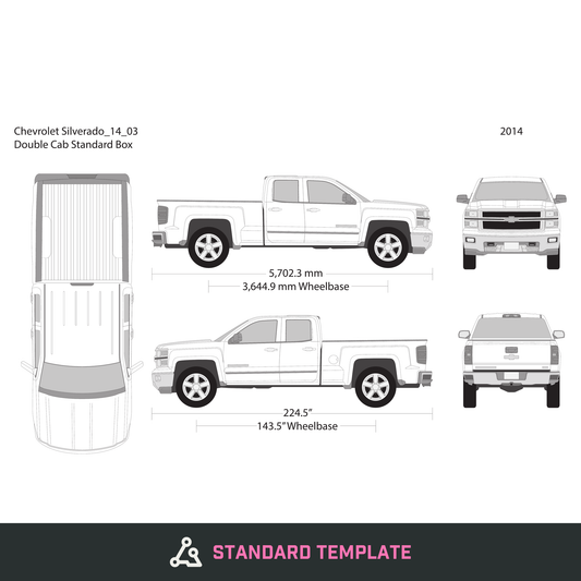 2014 Chevy Silverado 1500 vector wrap template V03, Design-Ready PDF - GravBase