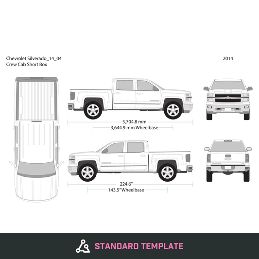 2014 Chevy Silverado 1500 vector wrap template V04, Design-Ready PDF - GravBase