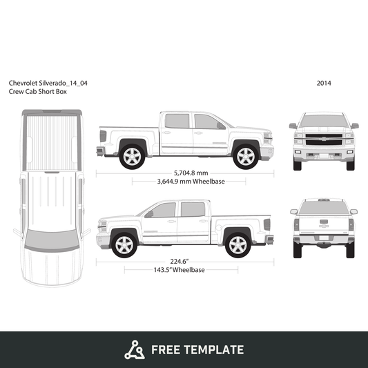 2014 Chevy Silverado 1500 free vector vehicle wrap template - GravBase