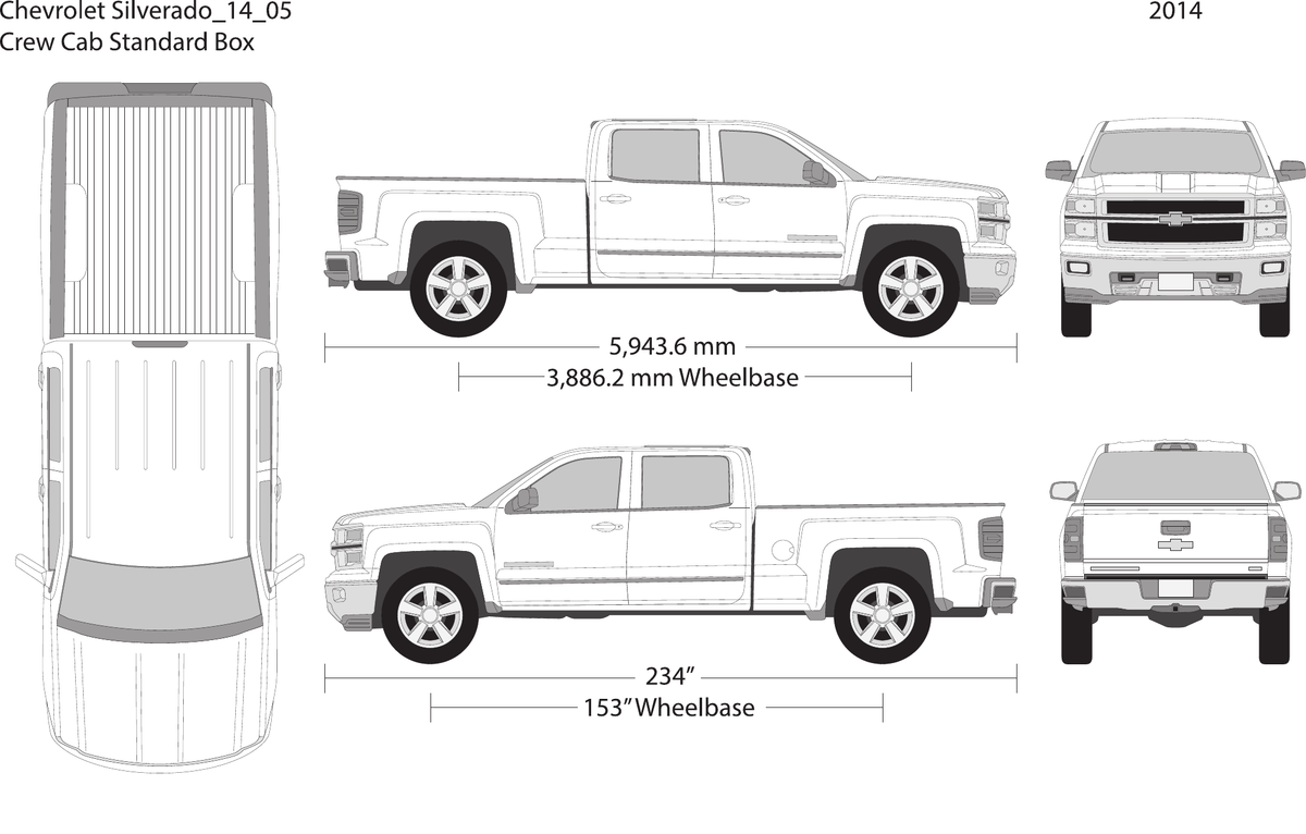 2014 Chevy Silverado 1500 vector wrap template V05, Design-Ready PDF - GravBase