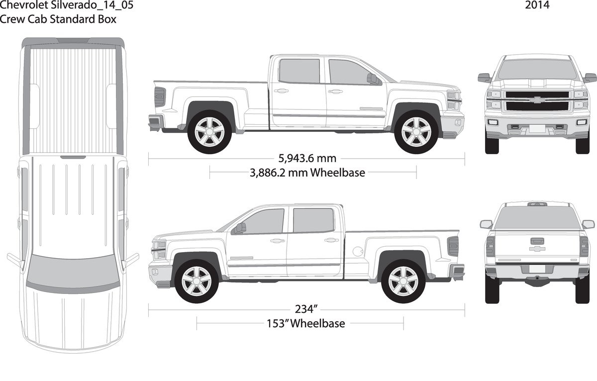 2014 Chevy Silverado 1500 V05 Vehicle Wrap Template