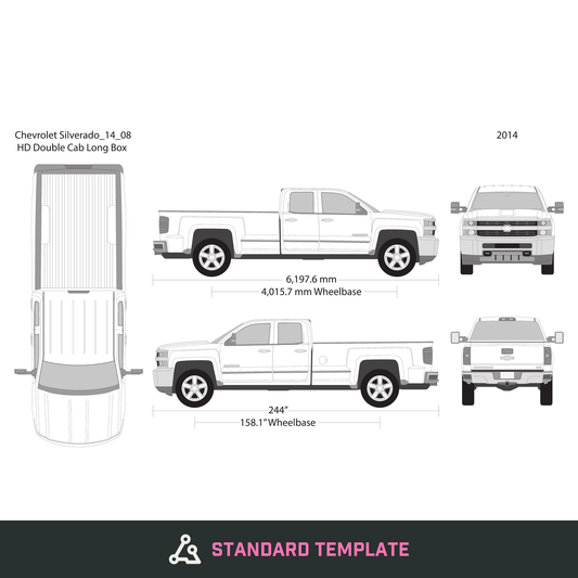 2014 Chevy Silverado 2500-3500 HD vector wrap template V08, Design-Ready PDF - GravBase