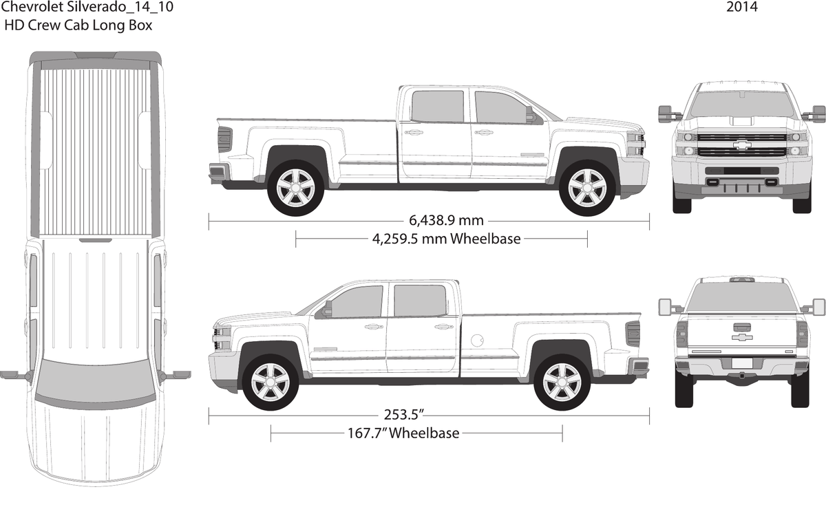 2014 Chevy Silverado 2500-3500 HD Vector Wrap Template - GravBase