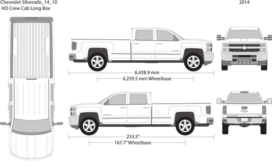 2014 Chevy Silverado 2500-3500 HD Vector Wrap Template - GravBase