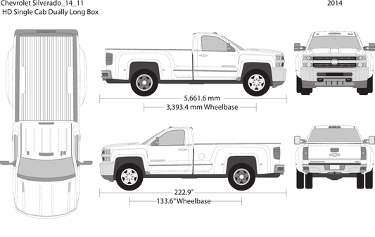 2014 Chevy Silverado 2500-3500 HD Vector Wrap Template - GravBase