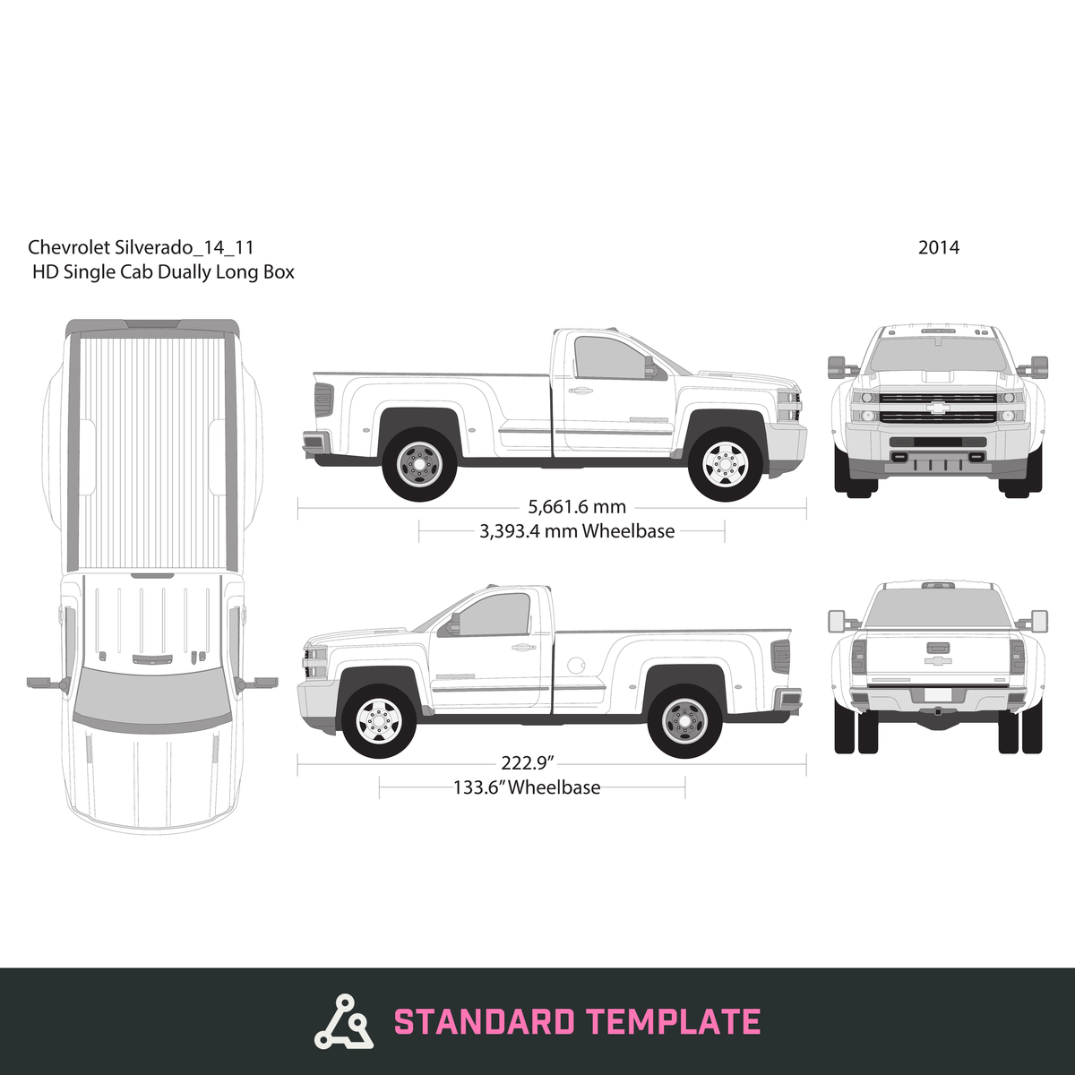 2014 Chevy Silverado 2500-3500 HD vector wrap template V11, Design-Ready PDF - GravBase