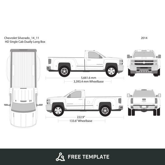 2014 Chevy Silverado 2500-3500 HD free vector vehicle wrap template - GravBase