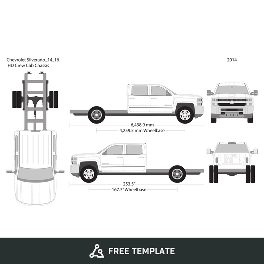 2014 Chevy Silverado 2500-3500 HD free vector vehicle wrap template - GravBase