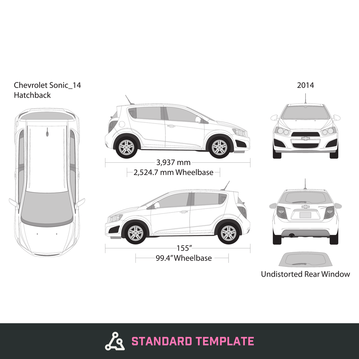 2014 Chevy Sonic vector wrap template V01, Design-Ready PDF - GravBase