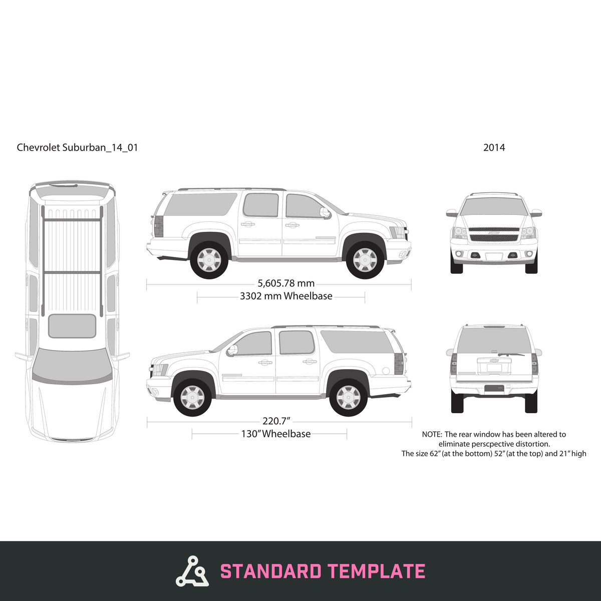 2014 Chevy Suburban vector wrap template, Design-Ready PDF - GravBase