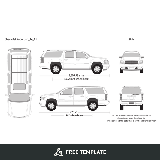 2014 Chevy Suburban free vector vehicle wrap template - GravBase
