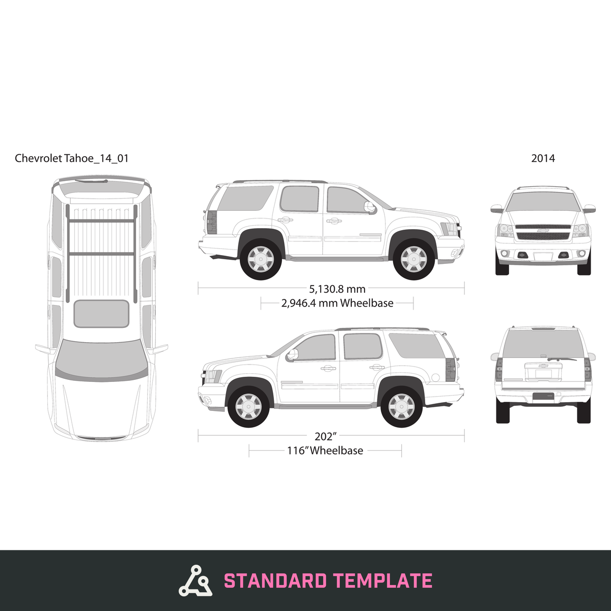 2014 Chevy Tahoe vector wrap template, Design-Ready PDF - GravBase