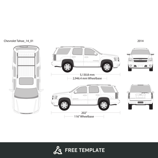 2014 Chevy Tahoe free vector vehicle wrap template - GravBase