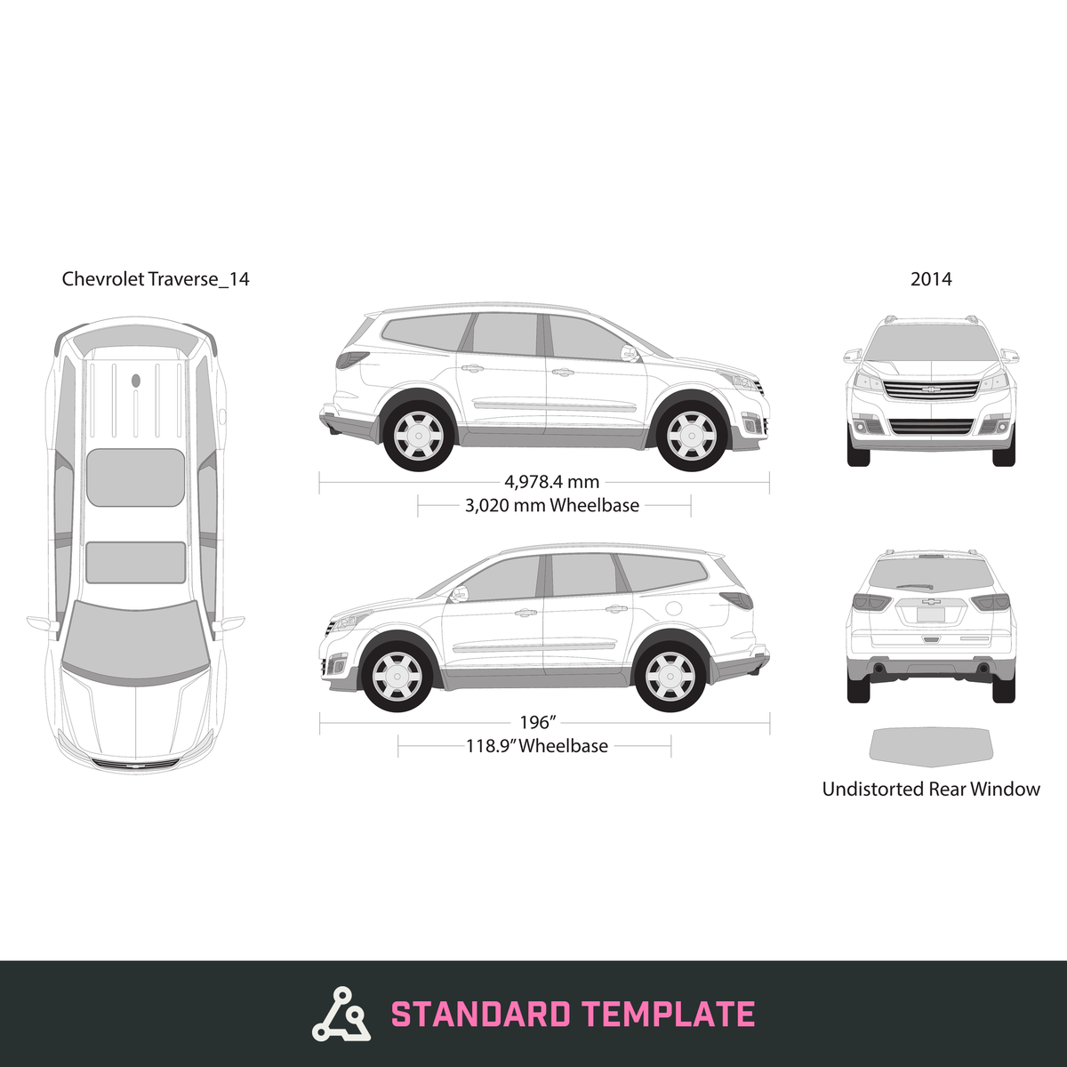2014 Chevy Traverse vector wrap template, Design-Ready PDF - GravBase