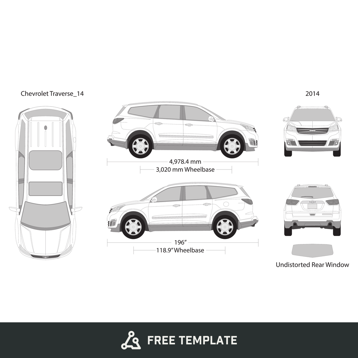 2014 Chevy Traverse free vector vehicle wrap template - GravBase